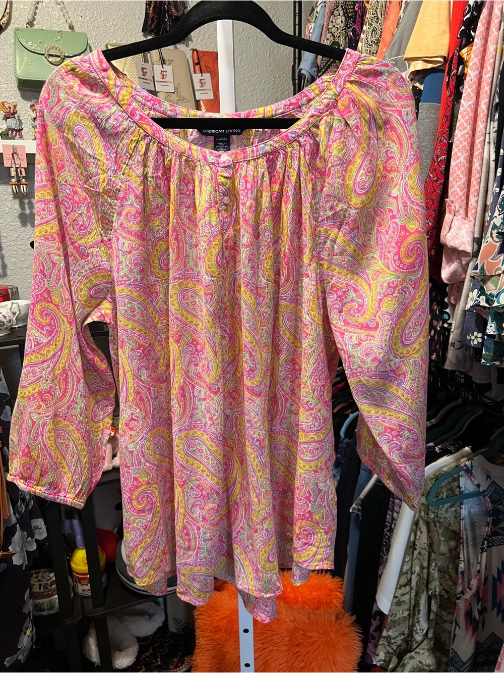 American Living Pink Paisley Blouse